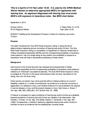 Sample Letter to Va for Hearing Loss  Form