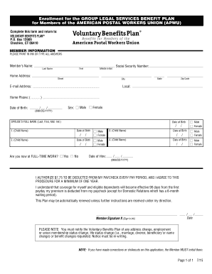 Apwu Legal Plan  Form