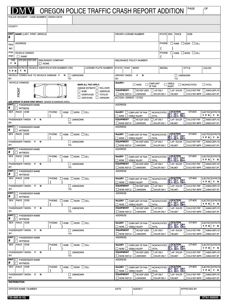  735 46B Oregon Police Traffic Crash Report Addition 2016