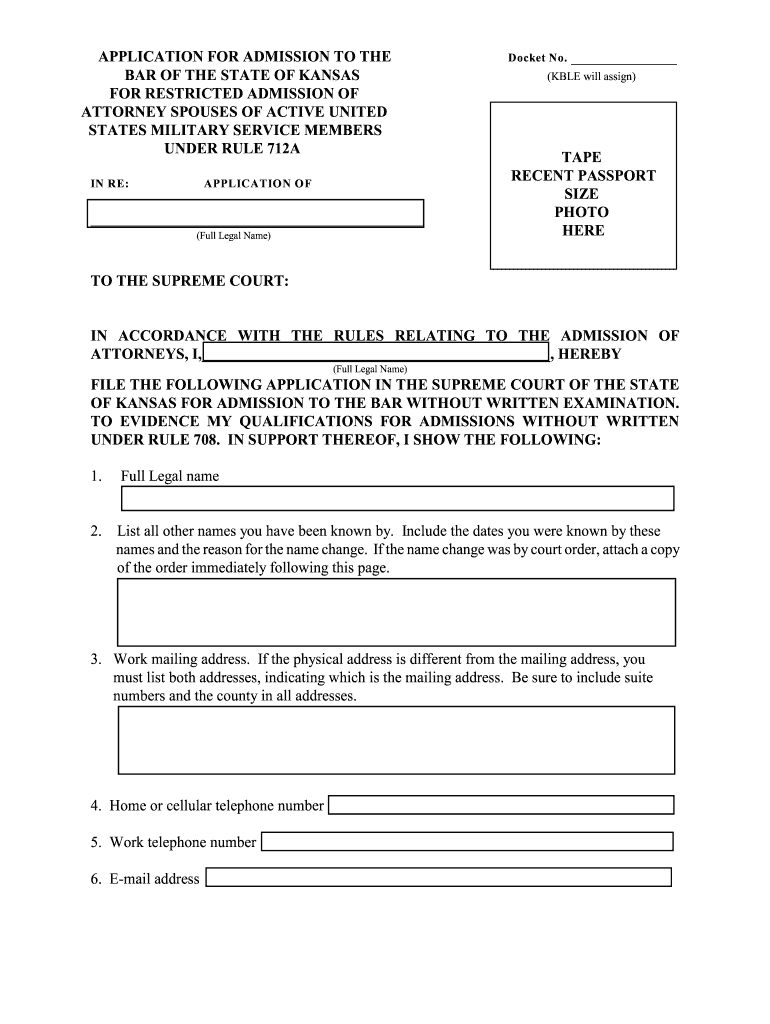 Kansas Board Examiners Bar  Form