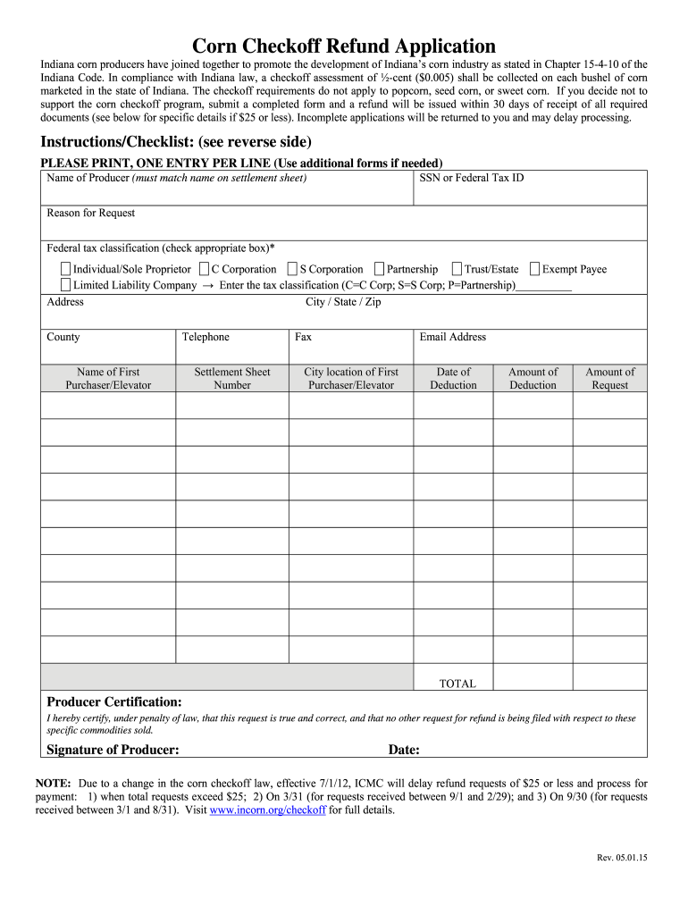 Illinois Corn Checkoff Refund Form