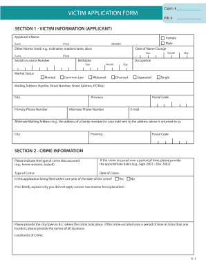 CRIME VICTIM ASSISTANCE PROGRAM  Form