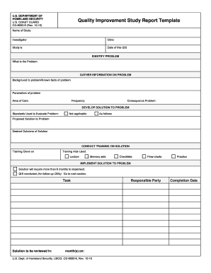 CG 6000 6 PDF Quality Improvement Study Report Template Uscg  Form