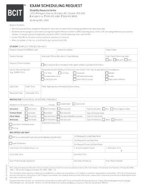  Form DRC 10 Exam Scheduling Request Exam Scheduling Request Bcit 2016