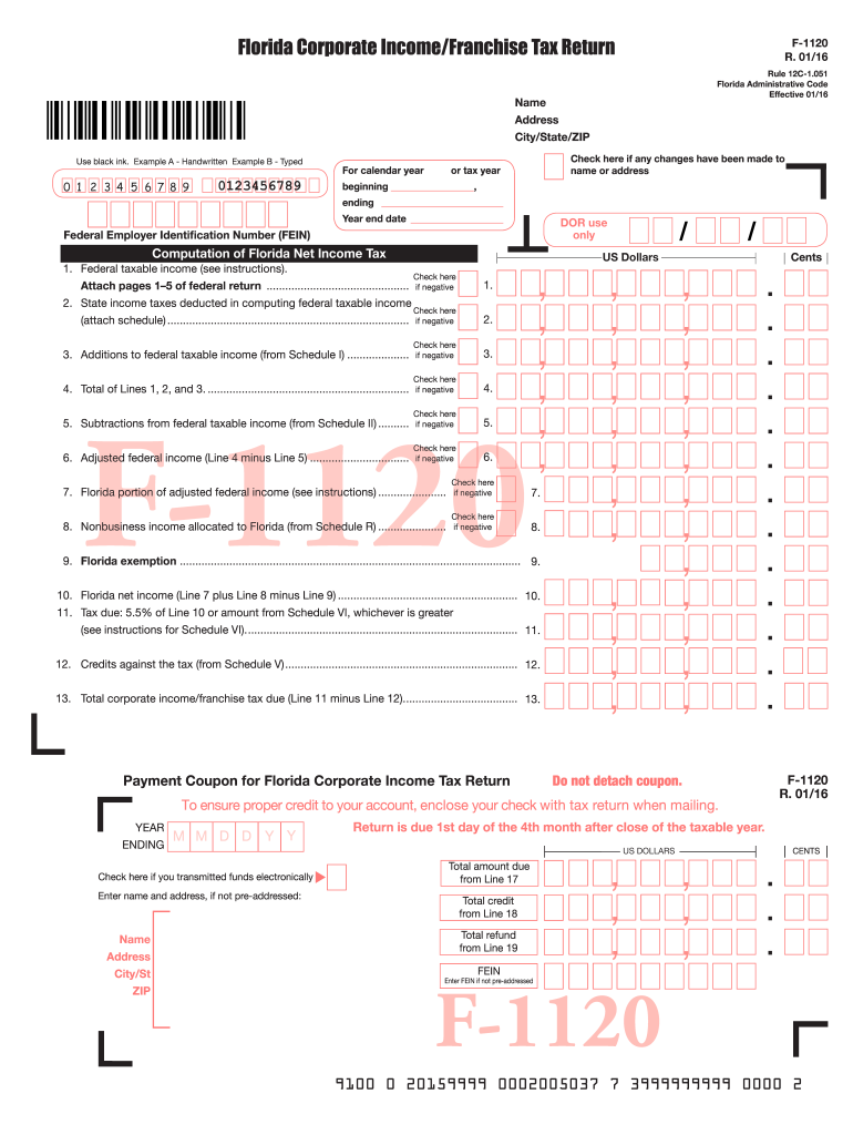  F 1120  Form 2016