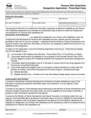 Designation Application Prescribed Class  Form