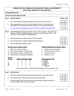 OPERATIONAL RISK MANAGEMENT ORM ASSESSMENT Netc Navy  Form