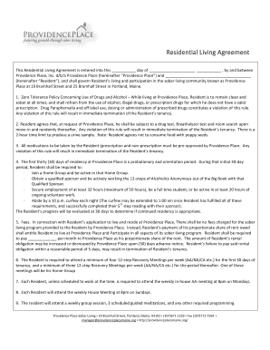  Sober Living Contract Template 2015