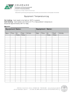 EquipmentTemperature Log  Form