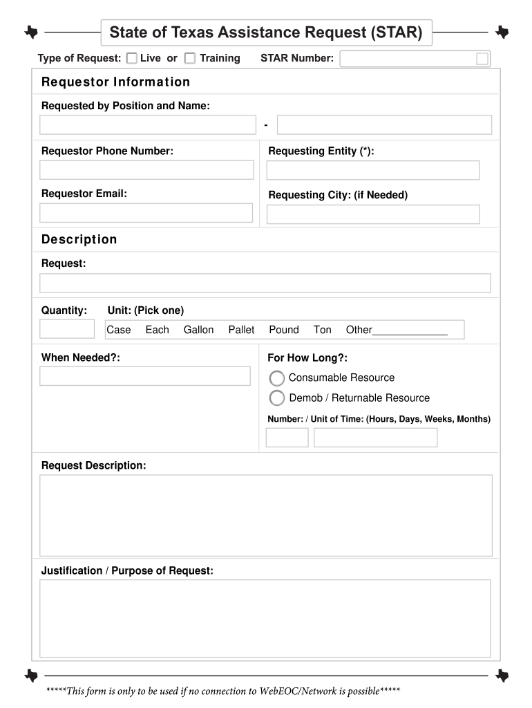 State of Texas Assistance Request  Form