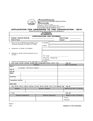 Avinashilingam University Convocation  Form