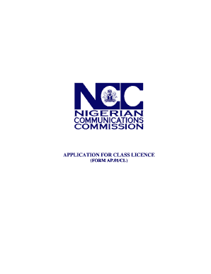 APPLICATION FORM for CLASS LICENCE Ncc Gov Ng Ncc Gov