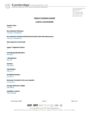 Raw Material Specification Template  Form