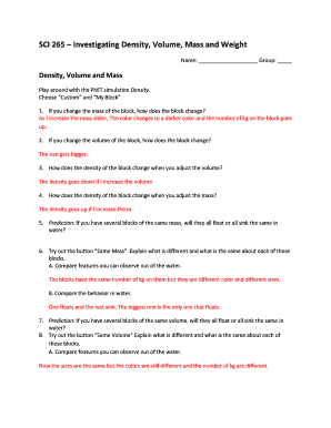 Density Phet Lab Answer Key PDF  Form