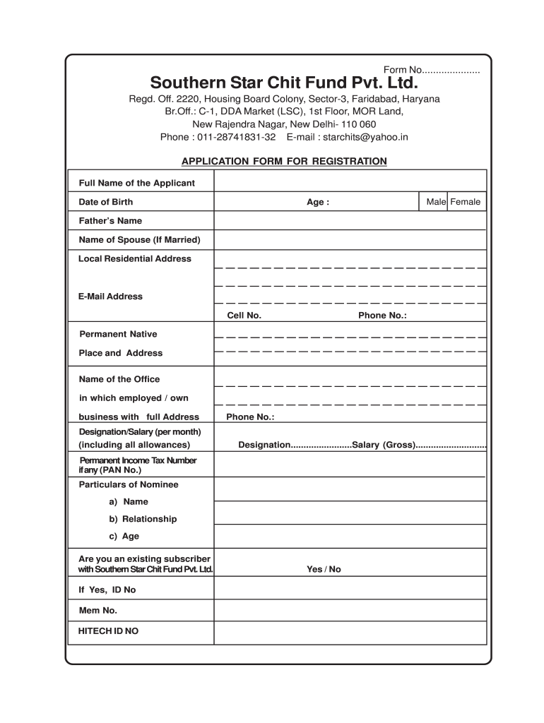 Chit Fund Application Form Format