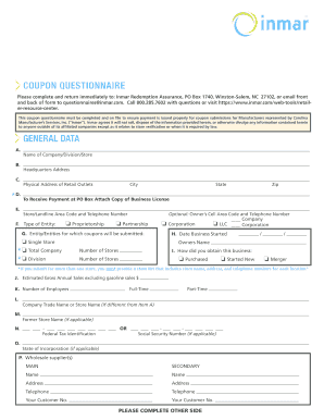 Inmar Coupon Redemption Form