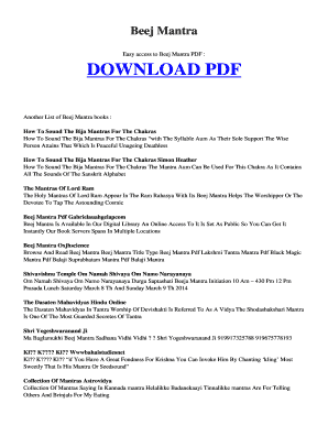 Bija Mantra List PDF in Telugu  Form