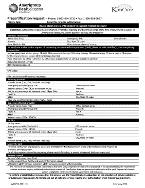  Amerigroup Precertification Request Form 2016-2024