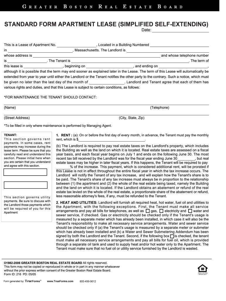 Untitled Standard Form Apartment Lease Simplified Self Extending