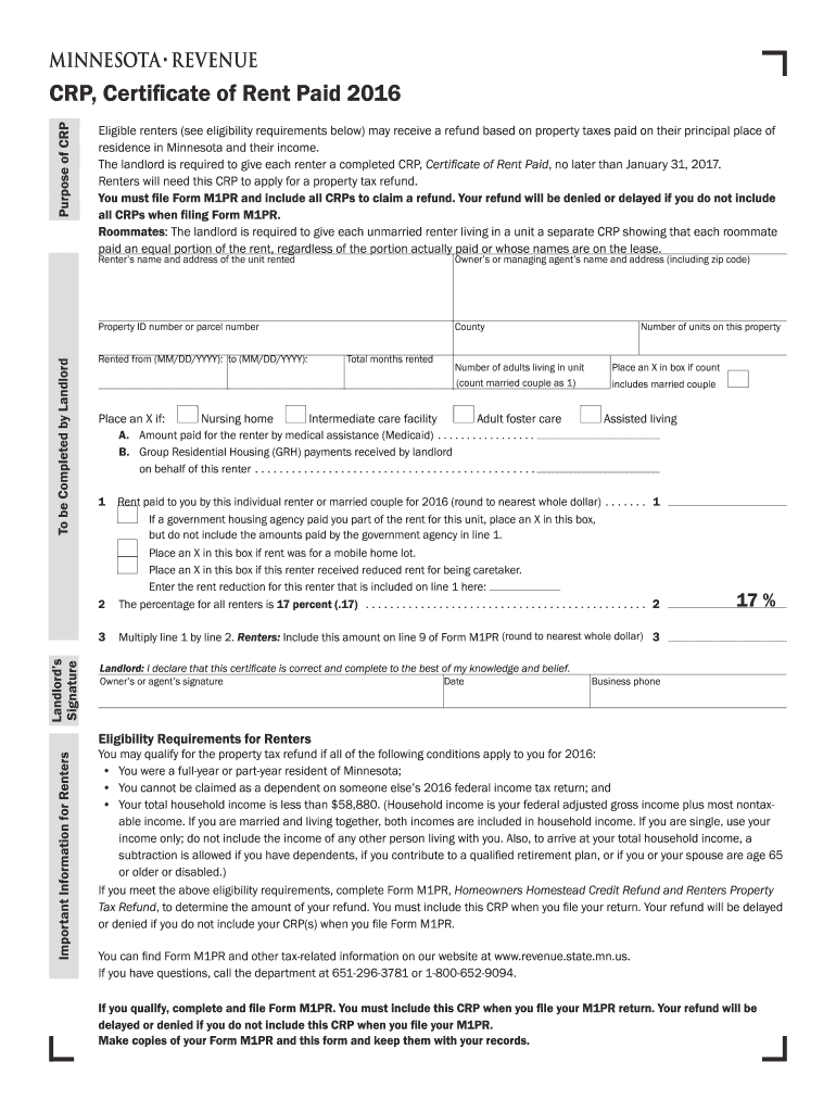  Crp Form 2016