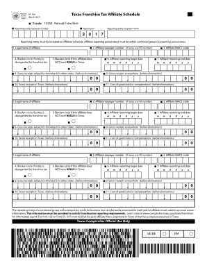  Texas Franchise Affiliate  Form 2016