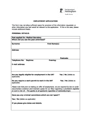 Secretary Job Application Form