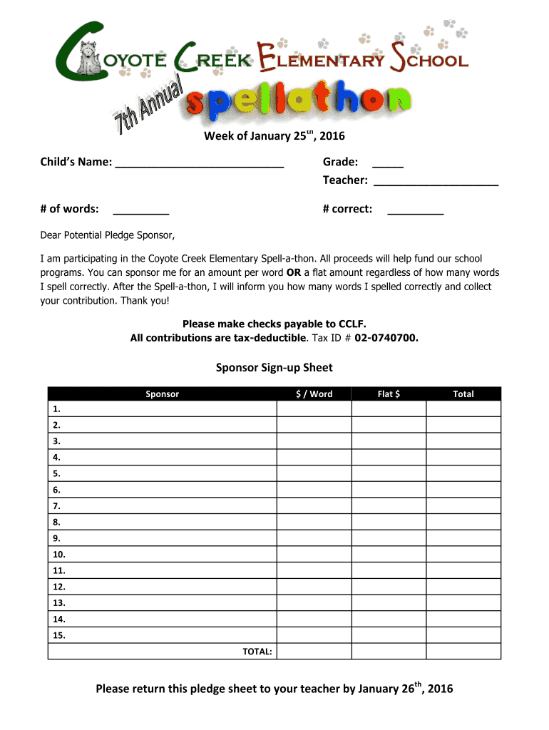  School Pledge Form 2016-2024