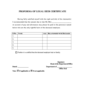 Legal Heir Certificate Image  Form