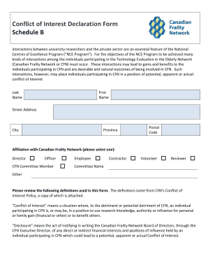 Conflict of Interest Declaration Form PDF