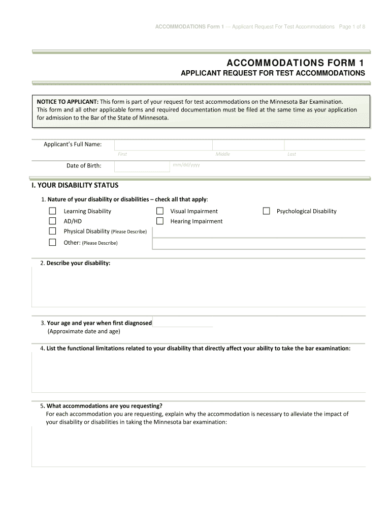 Mn Accommodations Request Form
