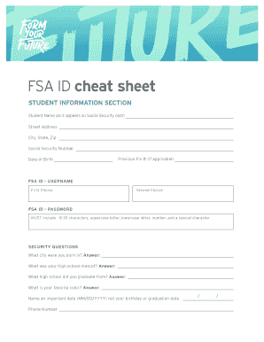 Fsa ID Cheat Sheet  Form