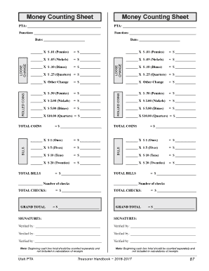  Money Count Sheet 2016