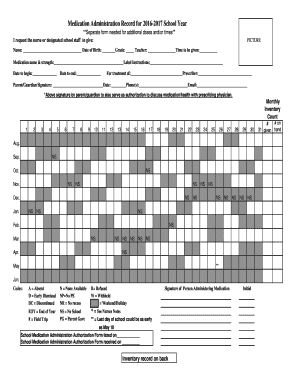  School Medication Log Form 2016-2024