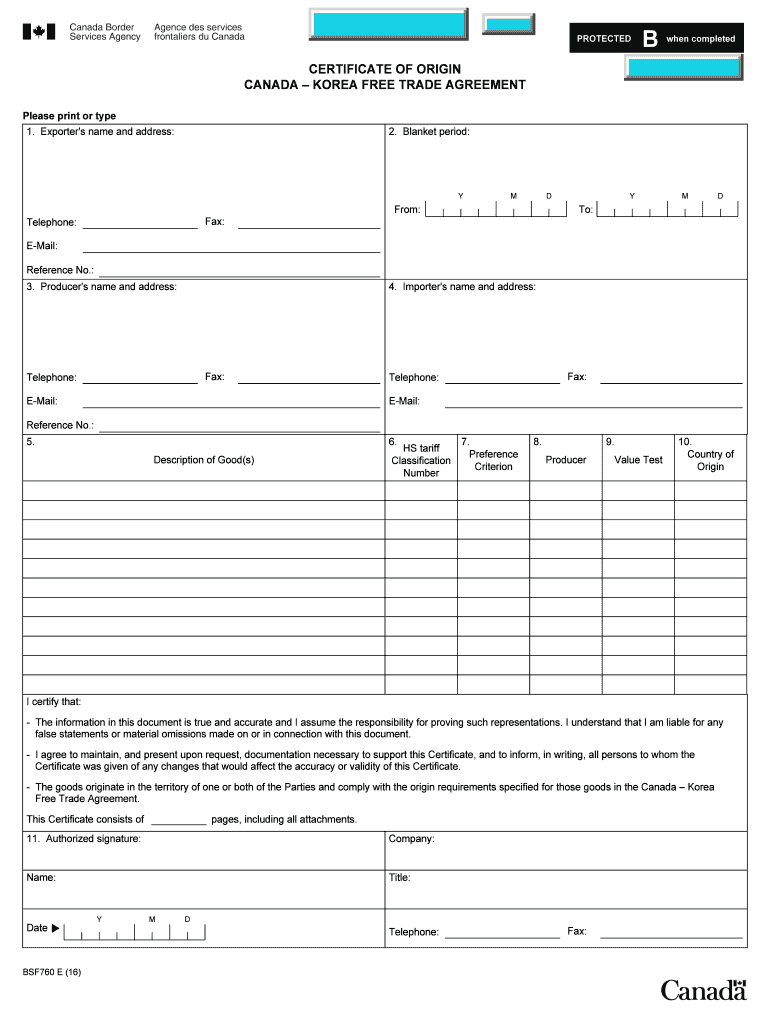 Certificate Origin Trade Agreement Form