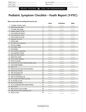 Pediatric Symptom Checklist  Form