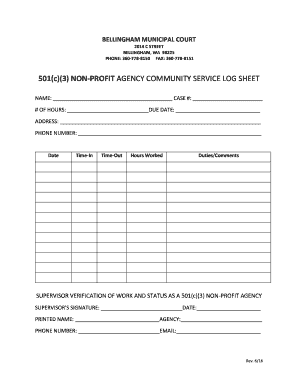 Community Service Log Sheet and Agencies Cob  Form