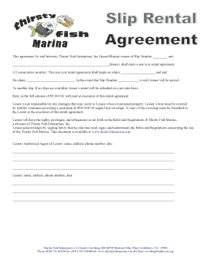 Boat Slip Rental Agreement Florida  Form