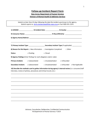  NJ Follow Up Incident Report Form 2014