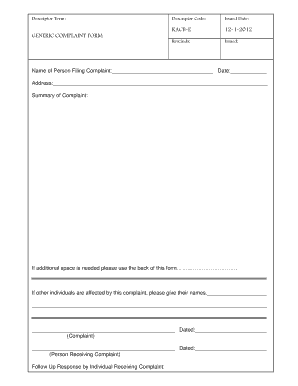 Generic Complaint Form Ellendale K12 Nd Us Ellendale K12 Nd