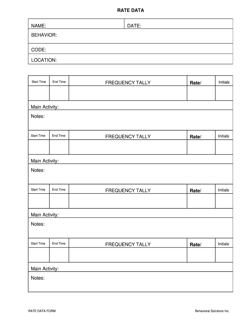 Event Frequency Data Sheet  Form