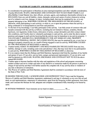 Waiver Hold Harmless Agreement Sample