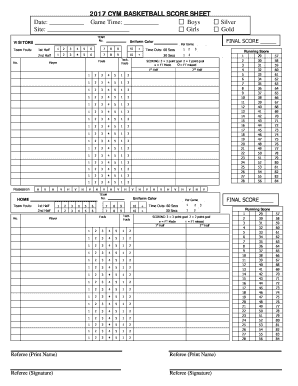  CYM BASKETBALL SCORE SHEET 2019