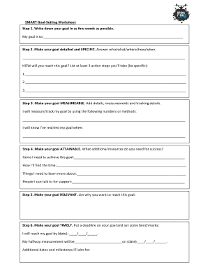 SMART Goal Setting Worksheet  Form
