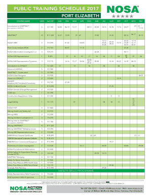 Nosa Courses Price List PDF  Form
