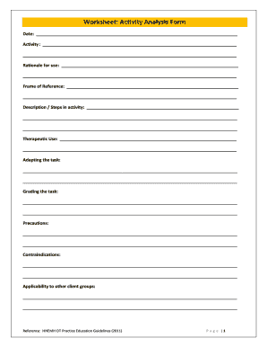 Activity Analysis Template  Form