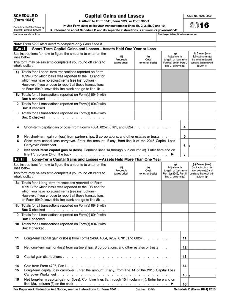  Irs Form Capital 2016