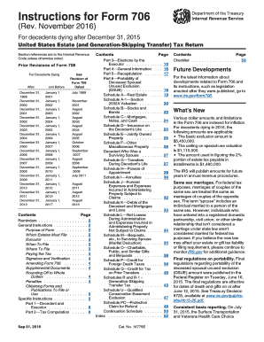 Instructions for Form 706 Rev November  IRS Gov 2016