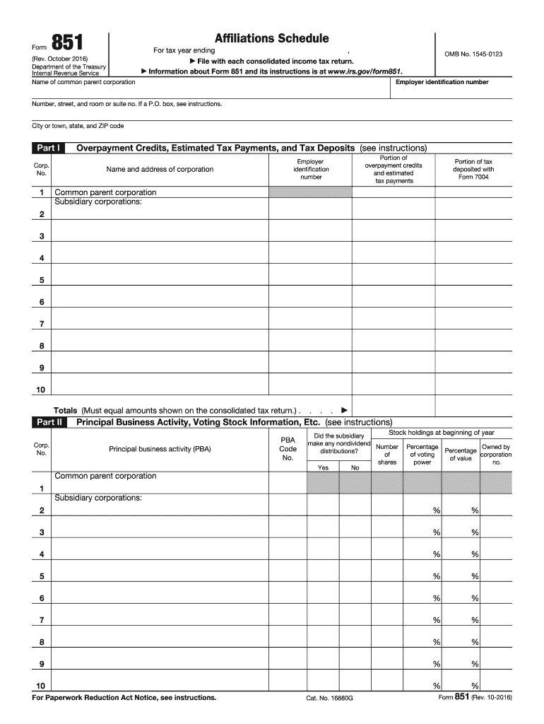  Form 851 2016-2024