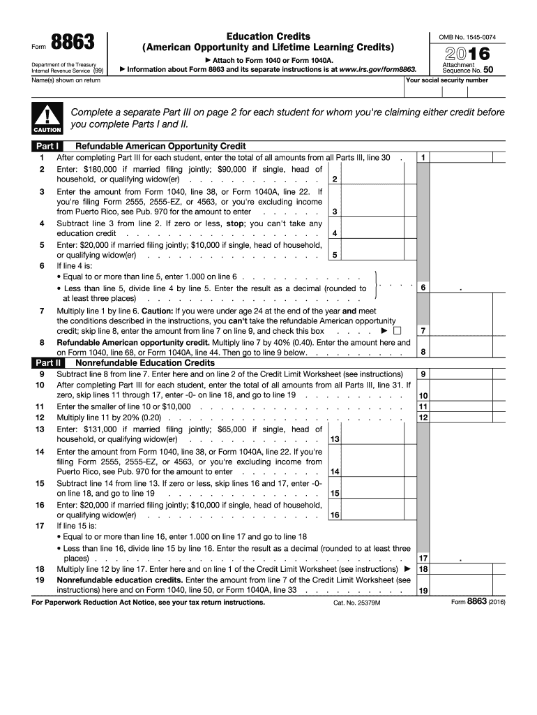  Form 8863 2016