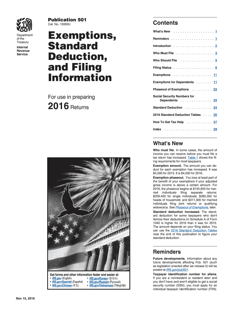  Publication 501  Form 2016